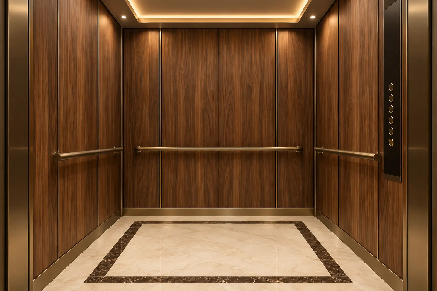 Warm wood elevator cabin